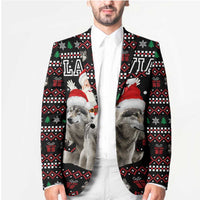 Latvia Christmas Blazer with Santa Claus and Wolves in Holiday Pattern Design - Wonder Print Shop
