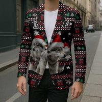 Latvia Christmas Blazer with Santa Claus and Wolves in Holiday Pattern Design - Wonder Print Shop