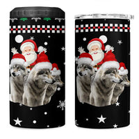 Latvia Christmas 4 in 1 Can Cooler Tumbler with Santa Claus and Wolves in Holiday Pattern Design - Wonder Print Shop