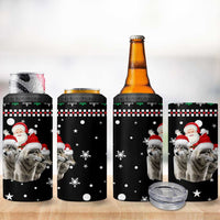 Latvia Christmas 4 in 1 Can Cooler Tumbler with Santa Claus and Wolves in Holiday Pattern Design - Wonder Print Shop