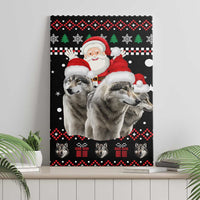 Latvia Christmas Canvas Wall Art with Santa Claus and Wolves in Holiday Pattern Design - Wonder Print Shop