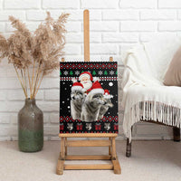 Latvia Christmas Canvas Wall Art with Santa Claus and Wolves in Holiday Pattern Design - Wonder Print Shop