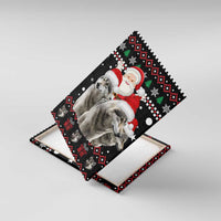 Latvia Christmas Canvas Wall Art with Santa Claus and Wolves in Holiday Pattern Design - Wonder Print Shop