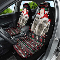 Latvia Christmas Car Seat Cover with Santa Claus and Wolves in Holiday Pattern Design - Wonder Print Shop