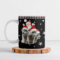 Latvia Christmas Ceramic Mug with Santa Claus and Wolves in Holiday Pattern Design - Wonder Print Shop