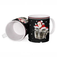 Latvia Christmas Ceramic Mug with Santa Claus and Wolves in Holiday Pattern Design - Wonder Print Shop