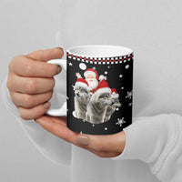 Latvia Christmas Ceramic Mug with Santa Claus and Wolves in Holiday Pattern Design - Wonder Print Shop