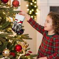 Latvia Christmas Stocking with Santa Claus and Wolves in Holiday Pattern Design - Wonder Print Shop