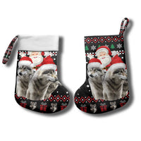 Latvia Christmas Stocking with Santa Claus and Wolves in Holiday Pattern Design - Wonder Print Shop