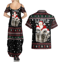 Latvia Christmas Couples Matching Summer Maxi Dress and Hawaiian Shirt with Santa Claus and Wolves in Holiday Pattern Design - Wonder Print Shop