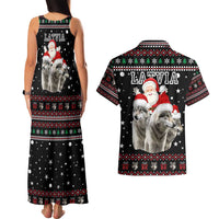 Latvia Christmas Couples Matching Tank Maxi Dress and Hawaiian Shirt with Santa Claus and Wolves in Holiday Pattern Design - Wonder Print Shop