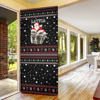 Latvia Christmas Door Cover with Santa Claus and Wolves in Holiday Pattern Design - Wonder Print Shop