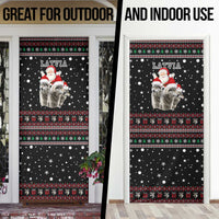 Latvia Christmas Door Cover with Santa Claus and Wolves in Holiday Pattern Design - Wonder Print Shop