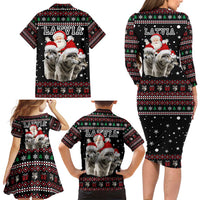 Latvia Christmas Family Matching Long Sleeve Bodycon Dress and Hawaiian Shirt with Santa Claus and Wolves in Holiday Pattern Design - Wonder Print Shop