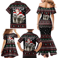 Latvia Christmas Family Matching Mermaid Dress and Hawaiian Shirt with Santa Claus and Wolves in Holiday Pattern Design - Wonder Print Shop