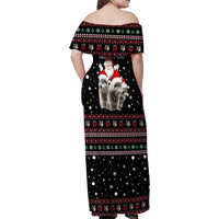 Latvia Christmas Family Matching Off Shoulder Maxi Dress and Hawaiian Shirt with Santa Claus and Wolves in Holiday Pattern Design - Wonder Print Shop
