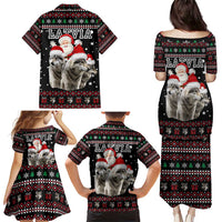 Latvia Christmas Family Matching Puletasi and Hawaiian Shirt with Santa Claus and Wolves in Holiday Pattern Design - Wonder Print Shop
