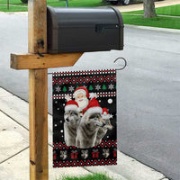 Latvia Christmas Garden Flag with Santa Claus and Wolves in Holiday Pattern Design - Wonder Print Shop