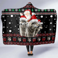 Latvia Christmas Hooded Blanket with Santa Claus and Wolves in Holiday Pattern Design - Wonder Print Shop