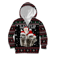 Latvia Christmas Kid Hoodie with Santa Claus and Wolves in Holiday Pattern Design - Wonder Print Shop