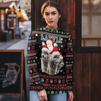 Latvia Christmas Ugly Christmas Sweater with Santa Claus and Wolves in Holiday Pattern Design - Wonder Print Shop
