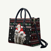 Latvia Christmas Leather Bag with Santa Claus and Wolves in Holiday Pattern Design - Wonder Print Shop