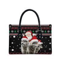 Latvia Christmas Leather Bag with Santa Claus and Wolves in Holiday Pattern Design - Wonder Print Shop