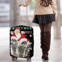 Latvia Christmas Luggage Cover with Santa Claus and Wolves in Holiday Pattern Design - Wonder Print Shop