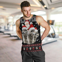 Latvia Christmas Men Tank Top with Santa Claus and Wolves in Holiday Pattern Design - Wonder Print Shop
