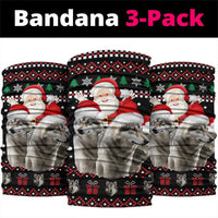 Latvia Christmas Neck Gaiter with Santa Claus and Wolves in Holiday Pattern Design - Wonder Print Shop