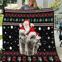 Latvia Christmas Quilt with Santa Claus and Wolves in Holiday Pattern Design - Wonder Print Shop