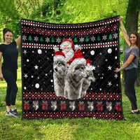 Latvia Christmas Quilt with Santa Claus and Wolves in Holiday Pattern Design - Wonder Print Shop