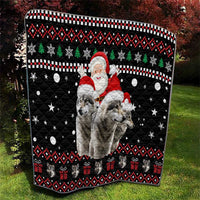 Latvia Christmas Quilt with Santa Claus and Wolves in Holiday Pattern Design - Wonder Print Shop