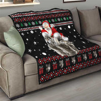 Latvia Christmas Quilt with Santa Claus and Wolves in Holiday Pattern Design - Wonder Print Shop