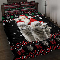 Latvia Christmas Quilt Bed Set with Santa Claus and Wolves in Holiday Pattern Design - Wonder Print Shop