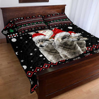 Latvia Christmas Quilt Bed Set with Santa Claus and Wolves in Holiday Pattern Design - Wonder Print Shop