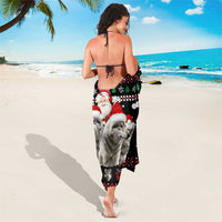 Latvia Christmas Sarong with Santa Claus and Wolves in Holiday Pattern Design - Wonder Print Shop