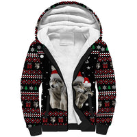 Latvia Christmas Sherpa Hoodie with Santa Claus and Wolves in Holiday Pattern Design - Wonder Print Shop