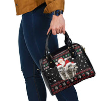 Latvia Christmas Shoulder Handbag with Santa Claus and Wolves in Holiday Pattern Design - Wonder Print Shop