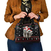 Latvia Christmas Shoulder Handbag with Santa Claus and Wolves in Holiday Pattern Design - Wonder Print Shop