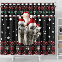 Latvia Christmas Shower Curtain with Santa Claus and Wolves in Holiday Pattern Design - Wonder Print Shop