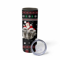 Latvia Christmas Skinny Tumbler with Santa Claus and Wolves in Holiday Pattern Design - Wonder Print Shop