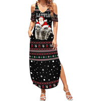 Latvia Christmas Summer Maxi Dress with Santa Claus and Wolves in Holiday Pattern Design - Wonder Print Shop