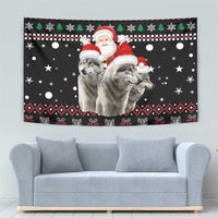 Latvia Christmas Tapestry with Santa Claus and Wolves in Holiday Pattern Design - Wonder Print Shop