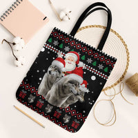 Latvia Christmas Tote Bag with Santa Claus and Wolves in Holiday Pattern Design - Wonder Print Shop