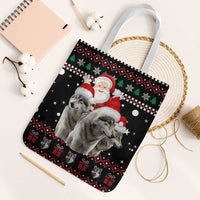 Latvia Christmas Tote Bag with Santa Claus and Wolves in Holiday Pattern Design - Wonder Print Shop