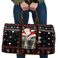 Latvia Christmas Travel Bag with Santa Claus and Wolves in Holiday Pattern Design - Wonder Print Shop