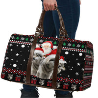 Latvia Christmas Travel Bag with Santa Claus and Wolves in Holiday Pattern Design - Wonder Print Shop