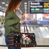 Latvia Christmas Travel Bag with Santa Claus and Wolves in Holiday Pattern Design - Wonder Print Shop