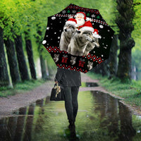 Latvia Christmas Umbrella with Santa Claus and Wolves in Holiday Pattern Design - Wonder Print Shop